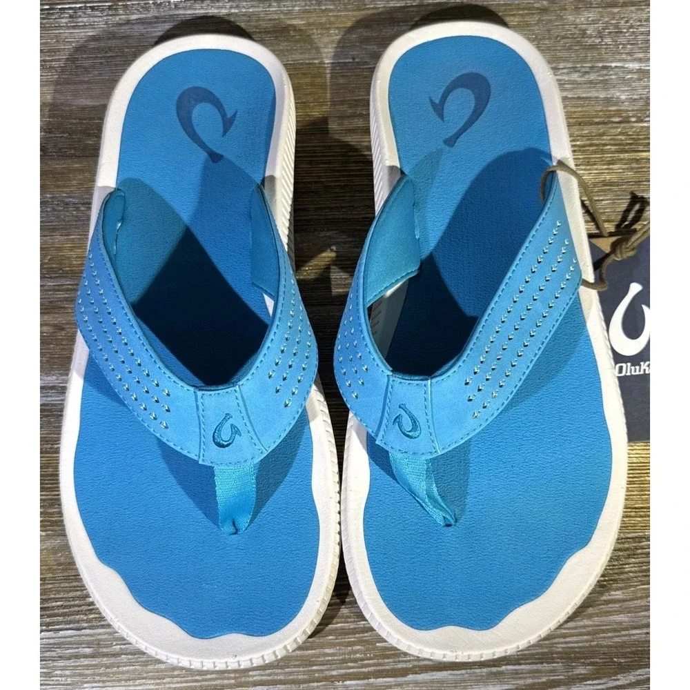 Olukai Ulele Beach Sandals Flip Flops Thong Tropic Blue Men's Size 11 NWT